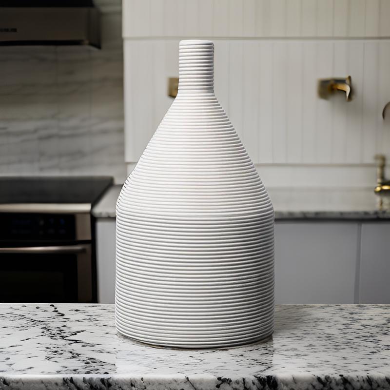 Pot Shape Rippled Ceramic Vase Decor Set