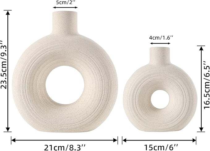 Stripped Donut Shape Vase Decor Set
