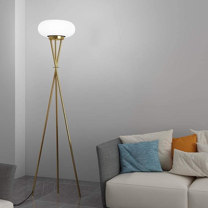 Modern Minimalist Round Tripod Iron Acrylic LED Standing Floor Lamp