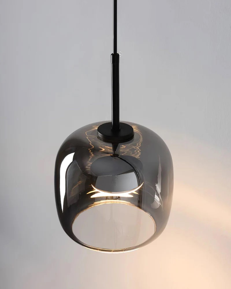 Modern Sleek Glass LED Metal Pendant Lighting Fixture