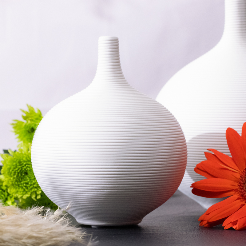Ribbed Ceramic Belly Vase
