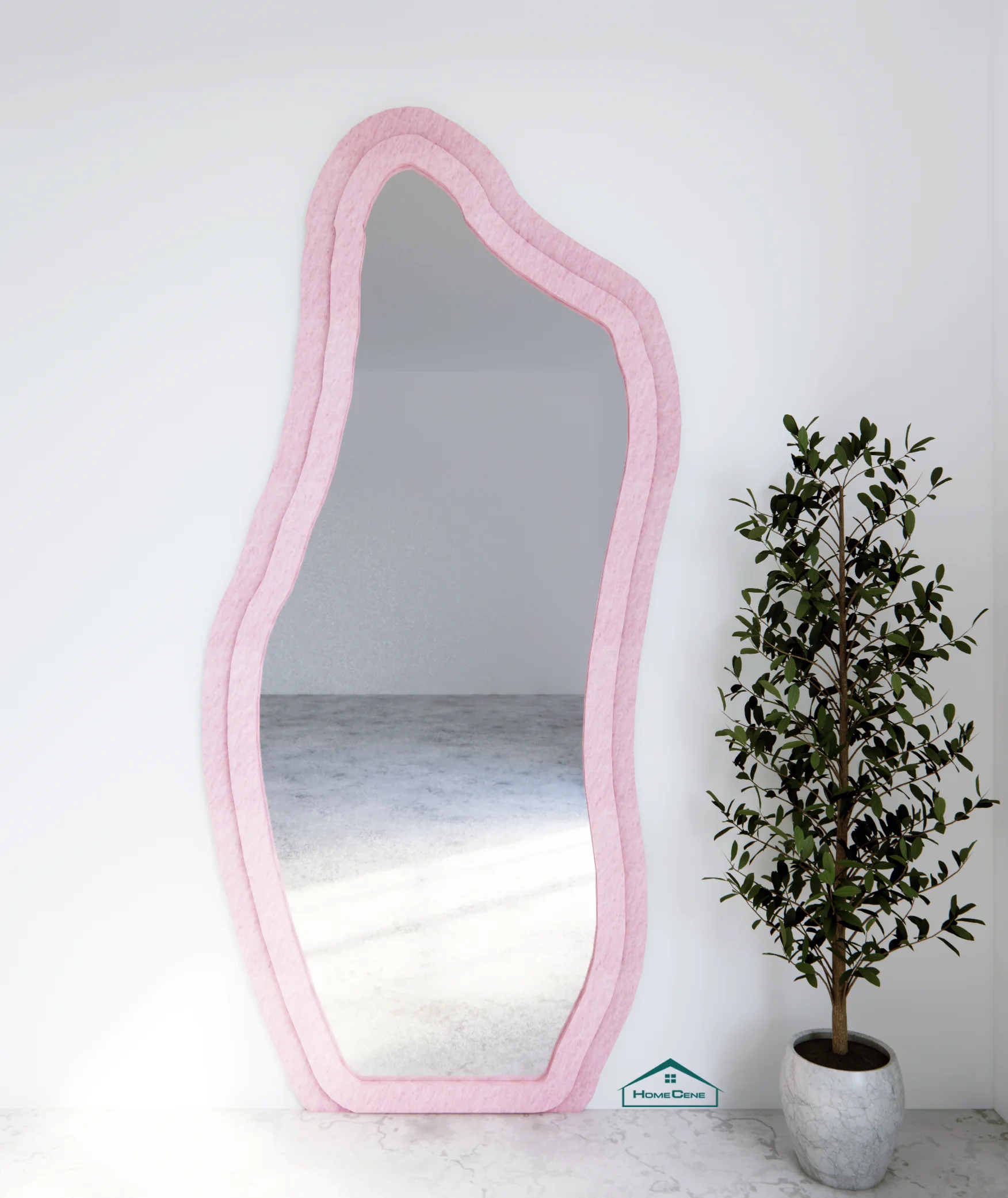 Hilda Pink Framed Flannelette Irregular Wall Mirror