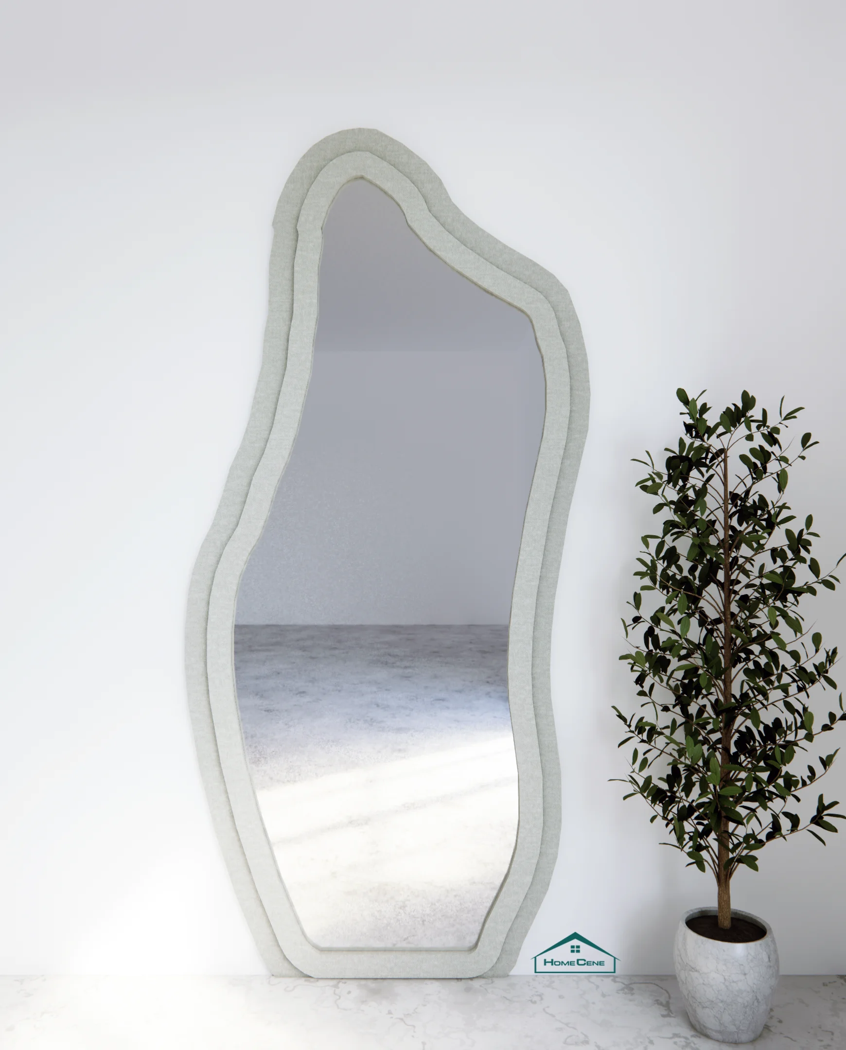 Hilda Grey Framed Flannelette Irregular Wall Mirror