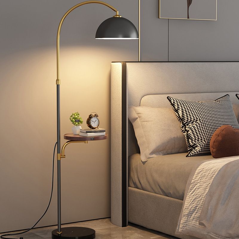 Modern Arc Floor Lamp with Shelf
