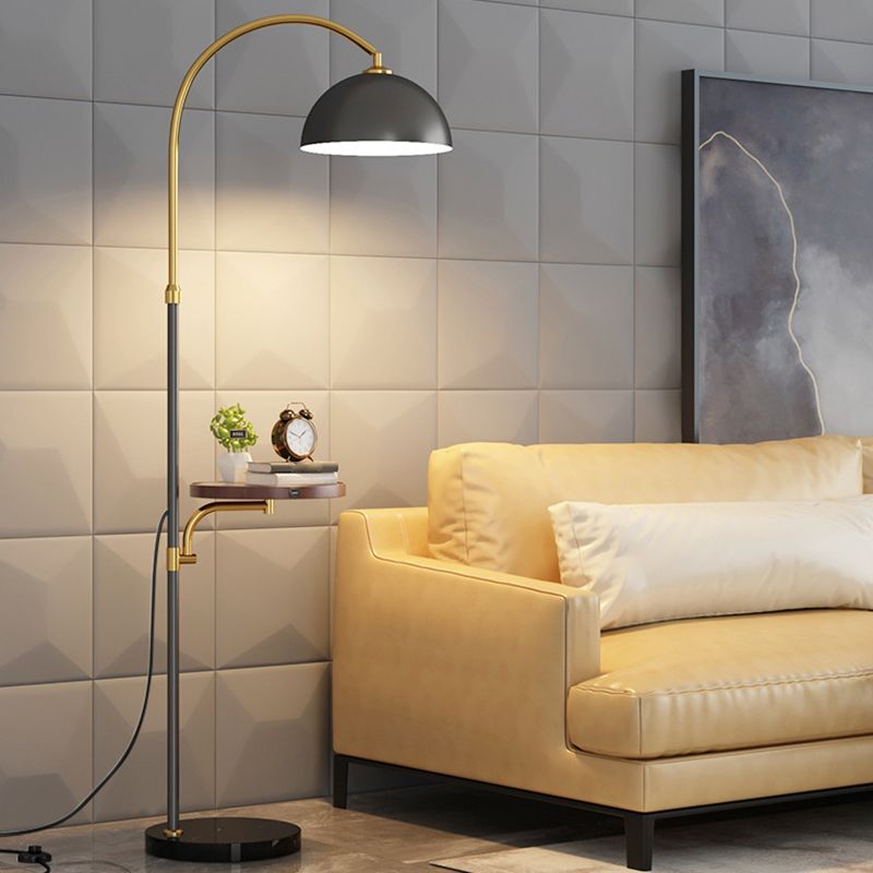 Modern Arc Floor Lamp with Shelf