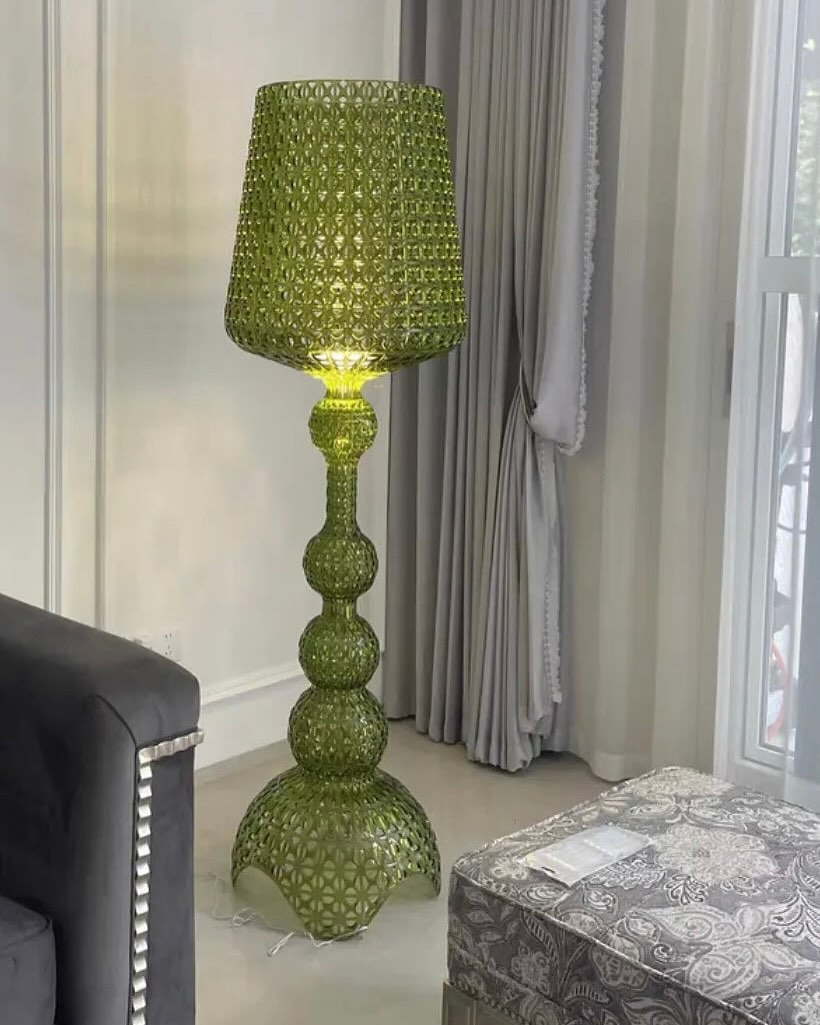 Emerald Elegance Perforated Floor Lamp