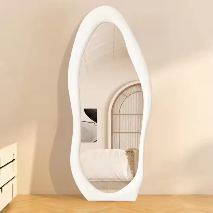 White Squiggly Framed Flannelette Wall Mirror