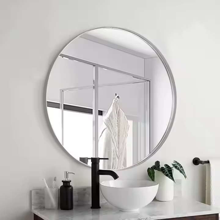 Silver Framed Round Wall Mirror