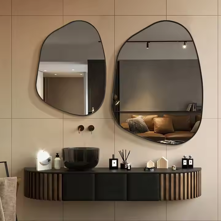 Black Framed Verna Irregular Vanity Mirror