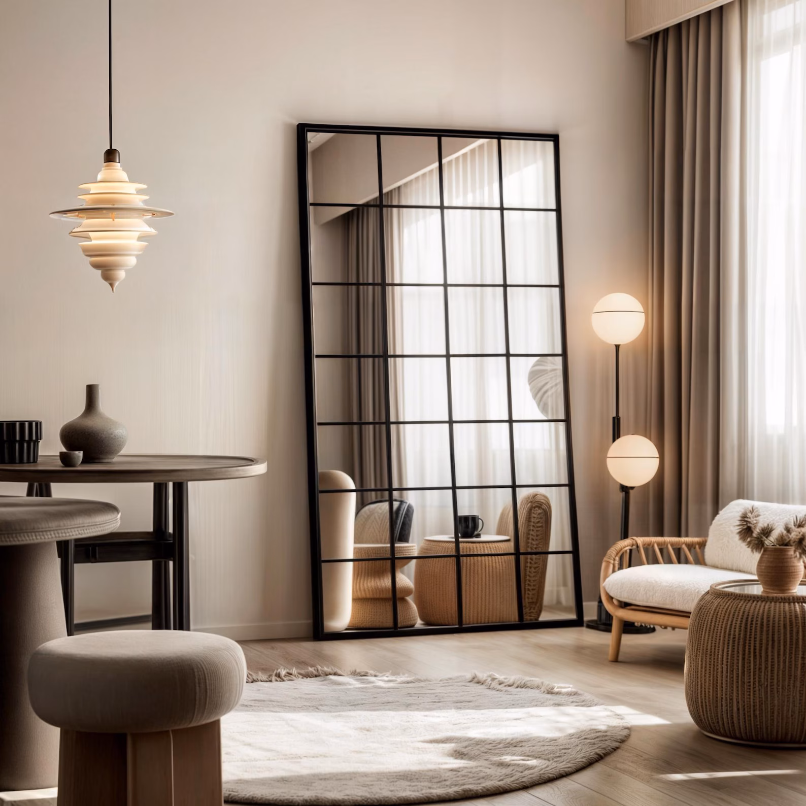 Black Strips Lavinia Rectangular Window Mirror