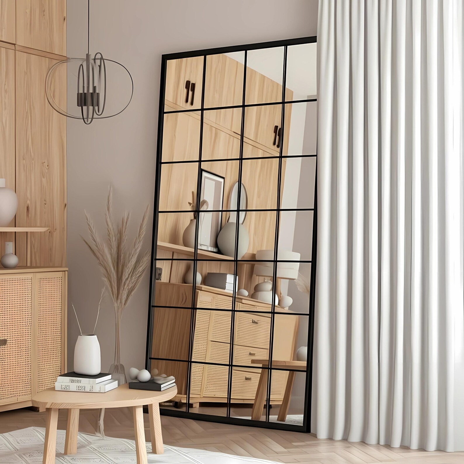 Black Strips Lavinia Rectangular Window Mirror