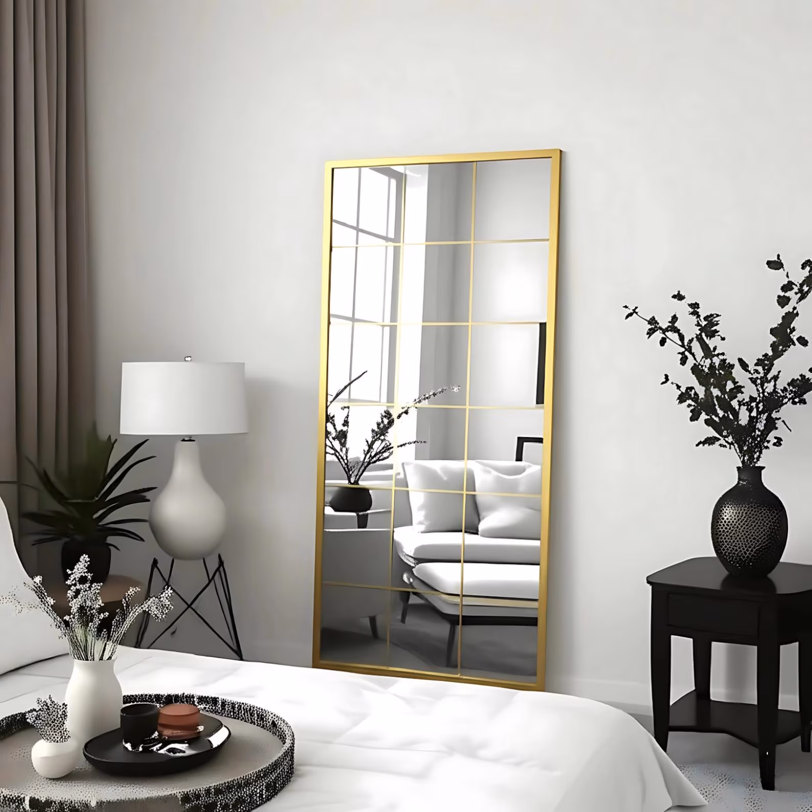 Golden Strips Lavinia Rectangular Window Mirror