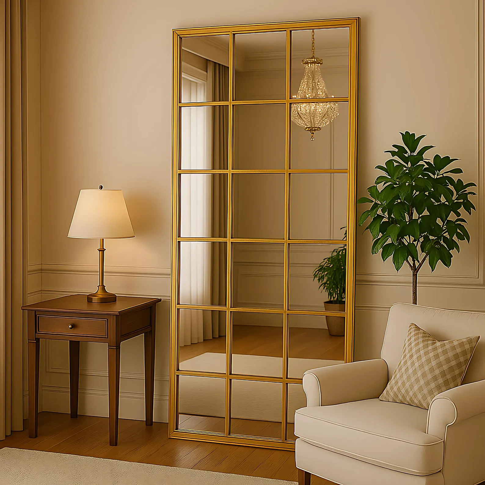 Golden Strips Lavinia Rectangular Window Mirror