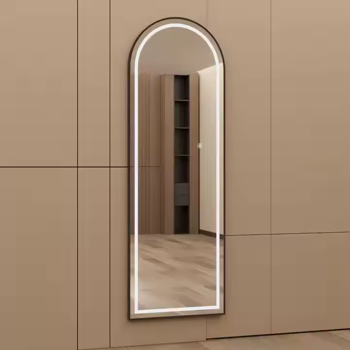 Black Framed Arched Wall Mirror With Stand (LED)