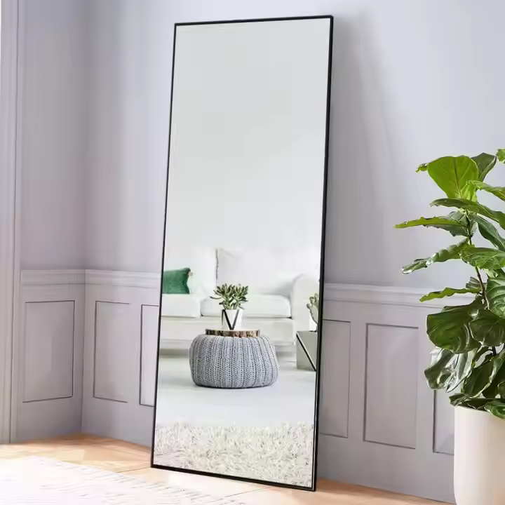 Black Framed Rectangular Large Metal Mirror