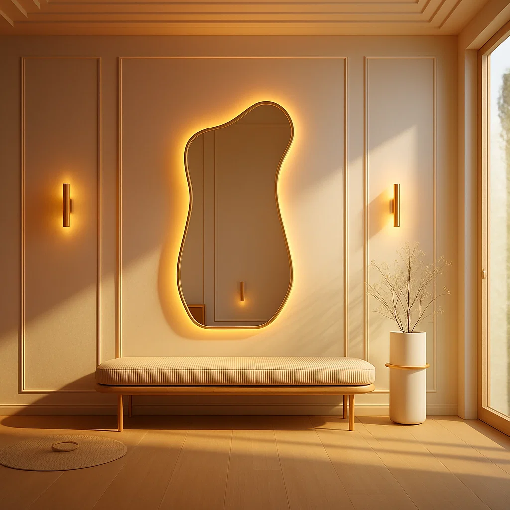 Golden Framed Elle Irregular Mirror (LED)