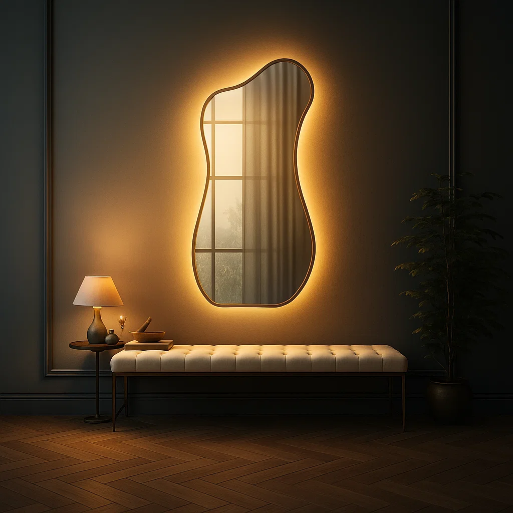 Golden Framed Elle Irregular Mirror (LED)