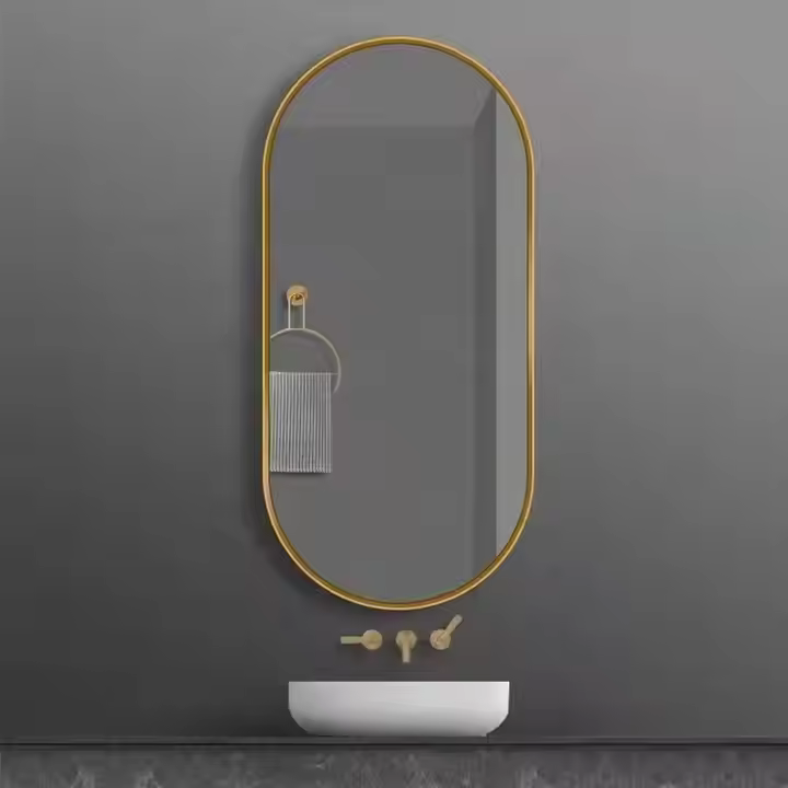 Oval Golden Framed Wall Mirror