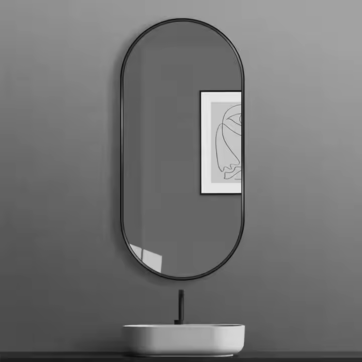 Oval Black Framed Wall Mirror