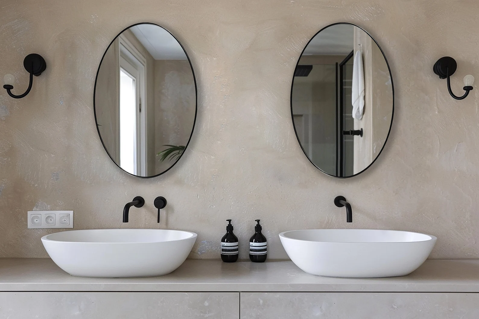 Black Framed Oval Vanity & Hallway Wall Mirror