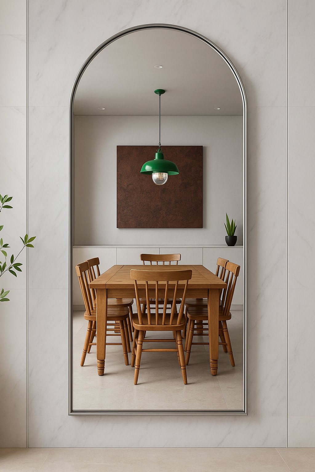 Silver Framed Arched Wall Mirror
