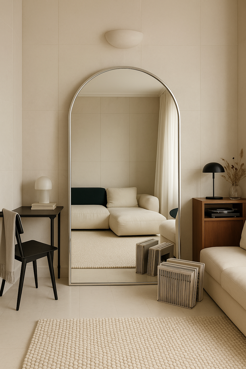 Silver Framed Arched Wall Mirror