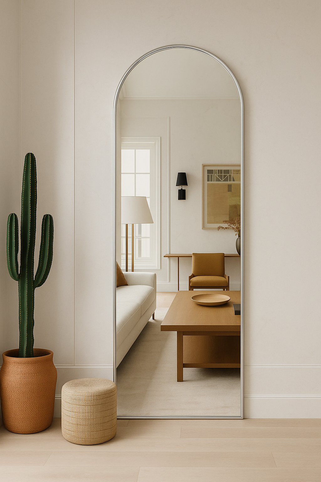 Silver Framed Arched Wall Mirror