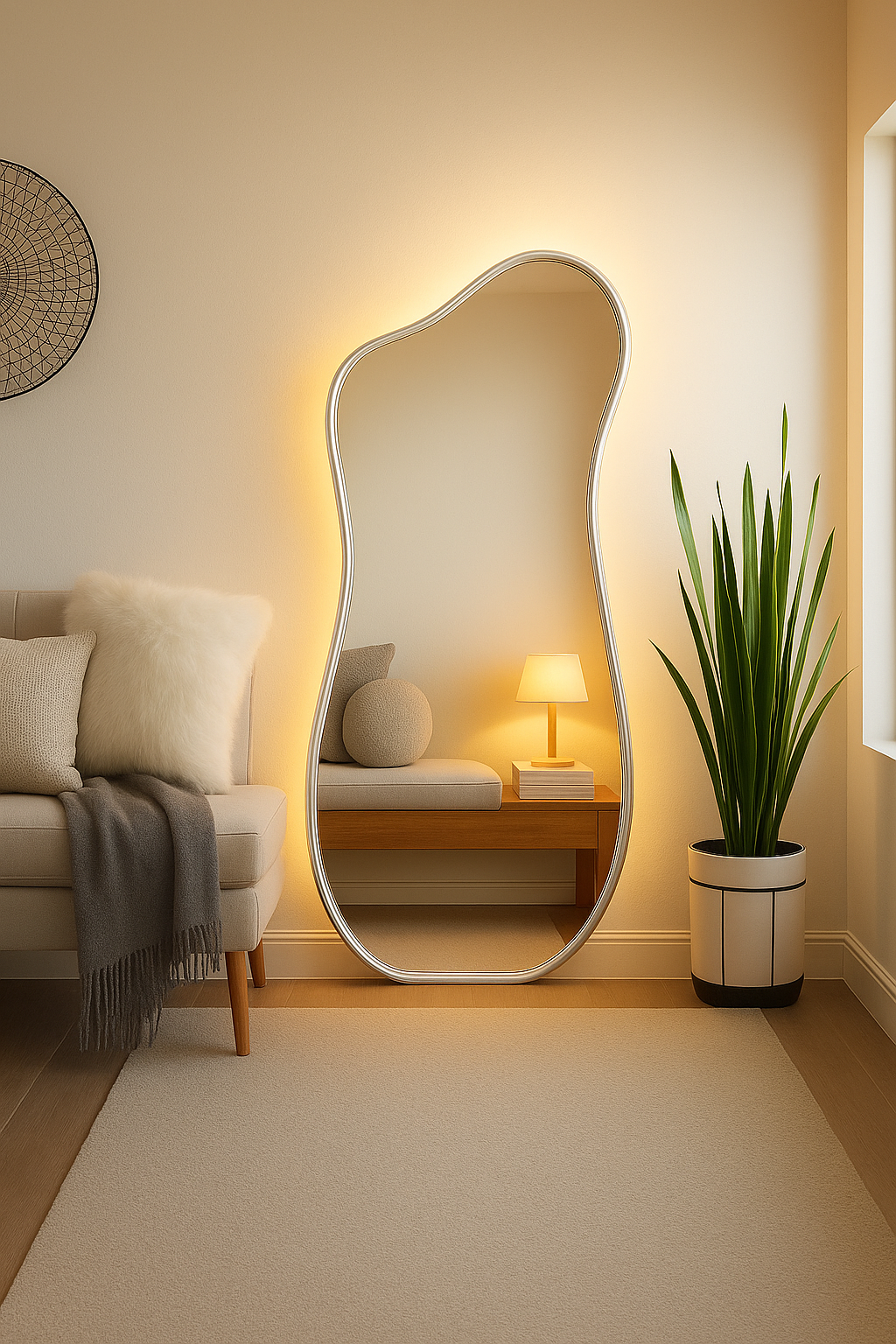 Silver Framed Elle Irregular Mirror (LED)