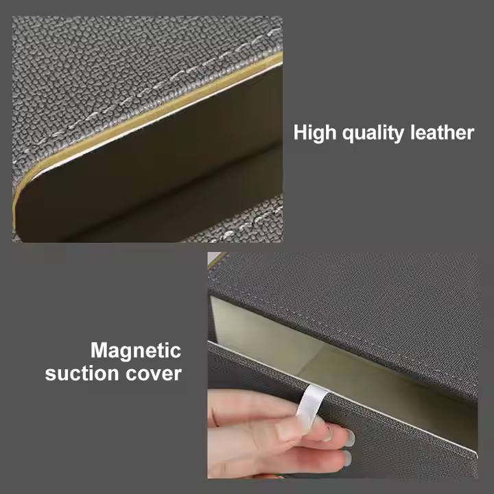 Leather Tissue Box Grey