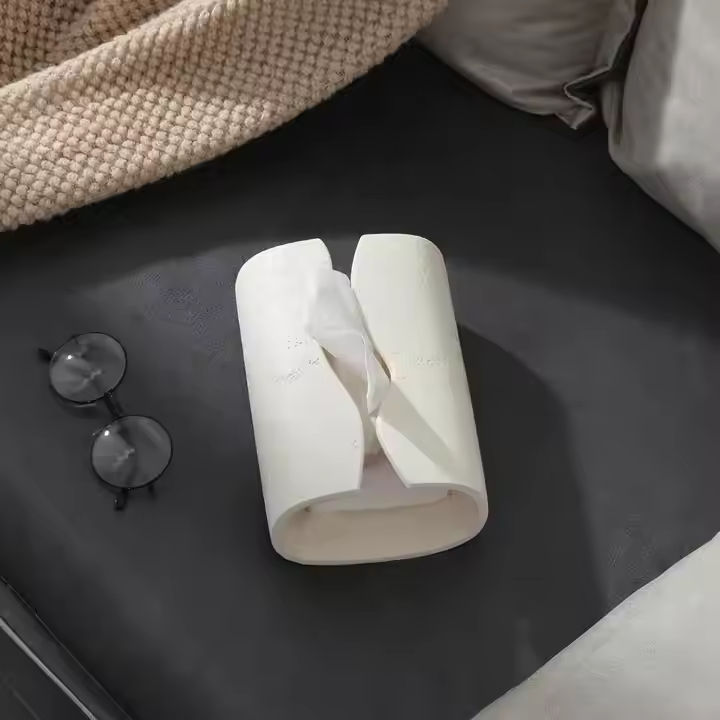 Stone Cave Texture Tissue Box White