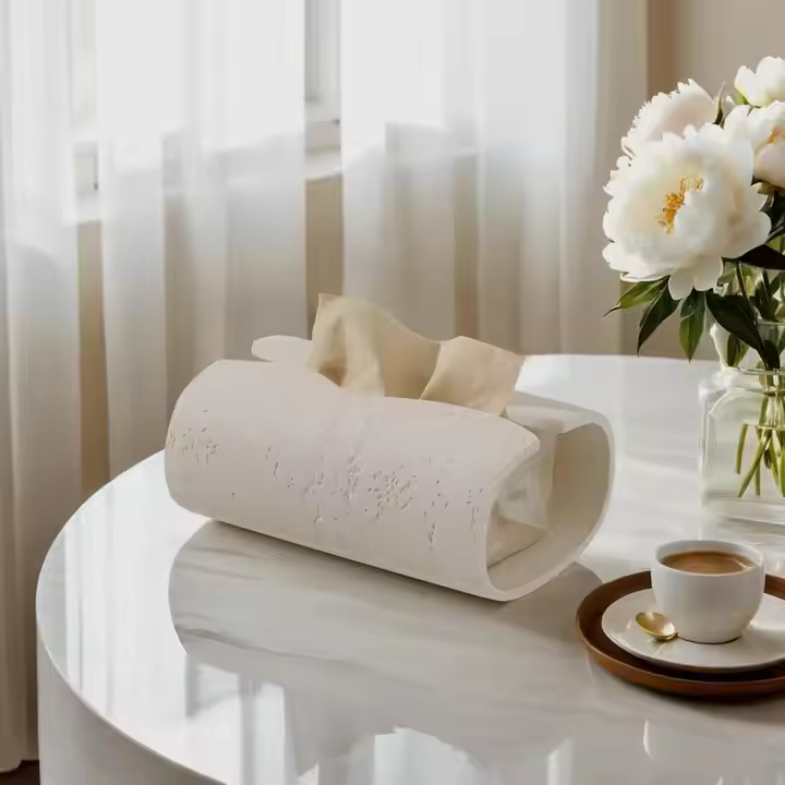 Stone Cave Texture Tissue Box White