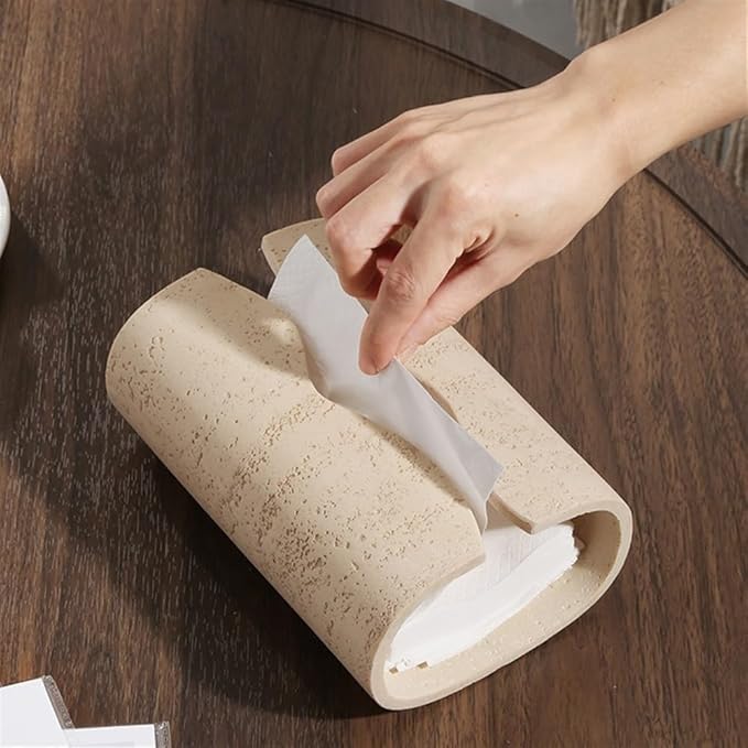 Stone Cave Texture Tissue Box Beige