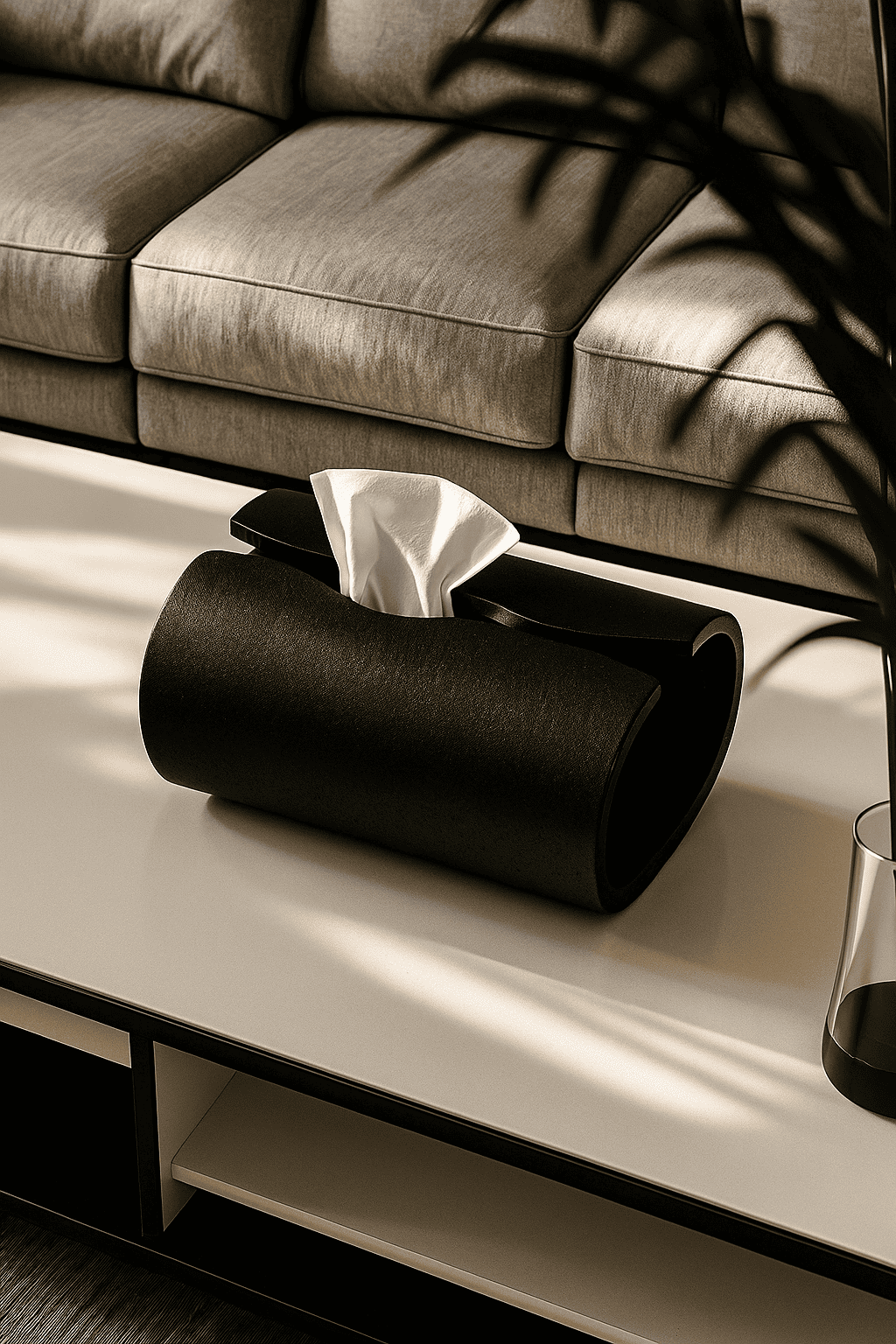 Stone Cave Texture Tissue Box Black