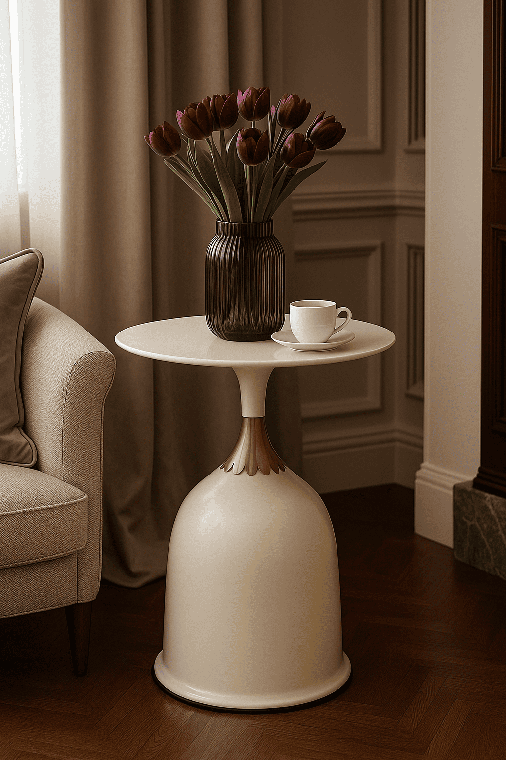 Aura Pedestal White Table