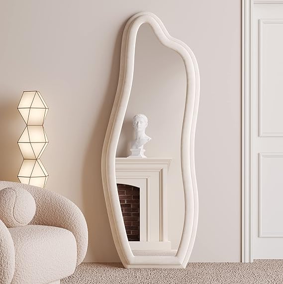Hilda White Framed Flannelette Irregular Wall Mirror