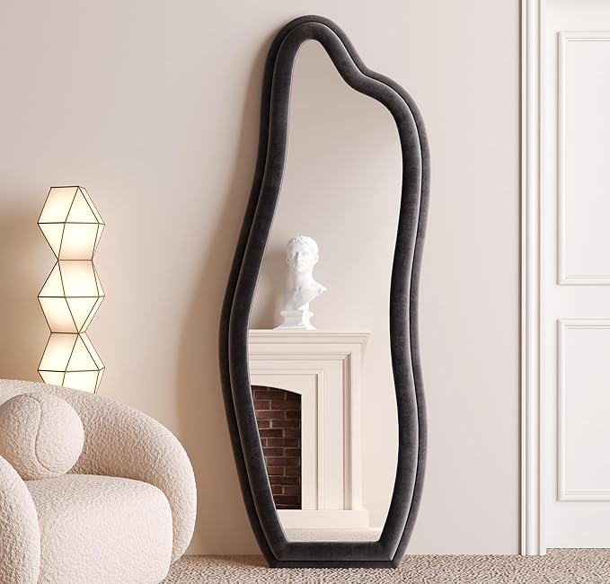 Hilda Black Framed Flannelette Irregular Wall Mirror