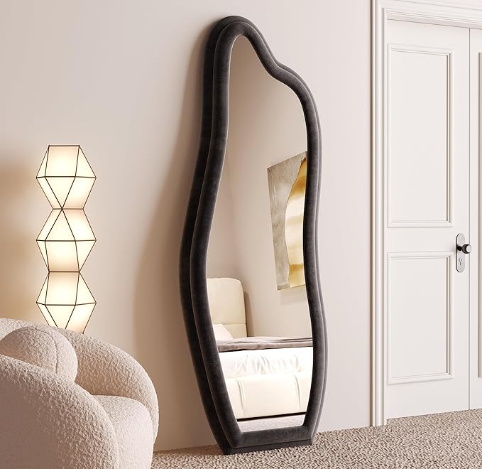 Hilda Black Framed Flannelette Irregular Wall Mirror
