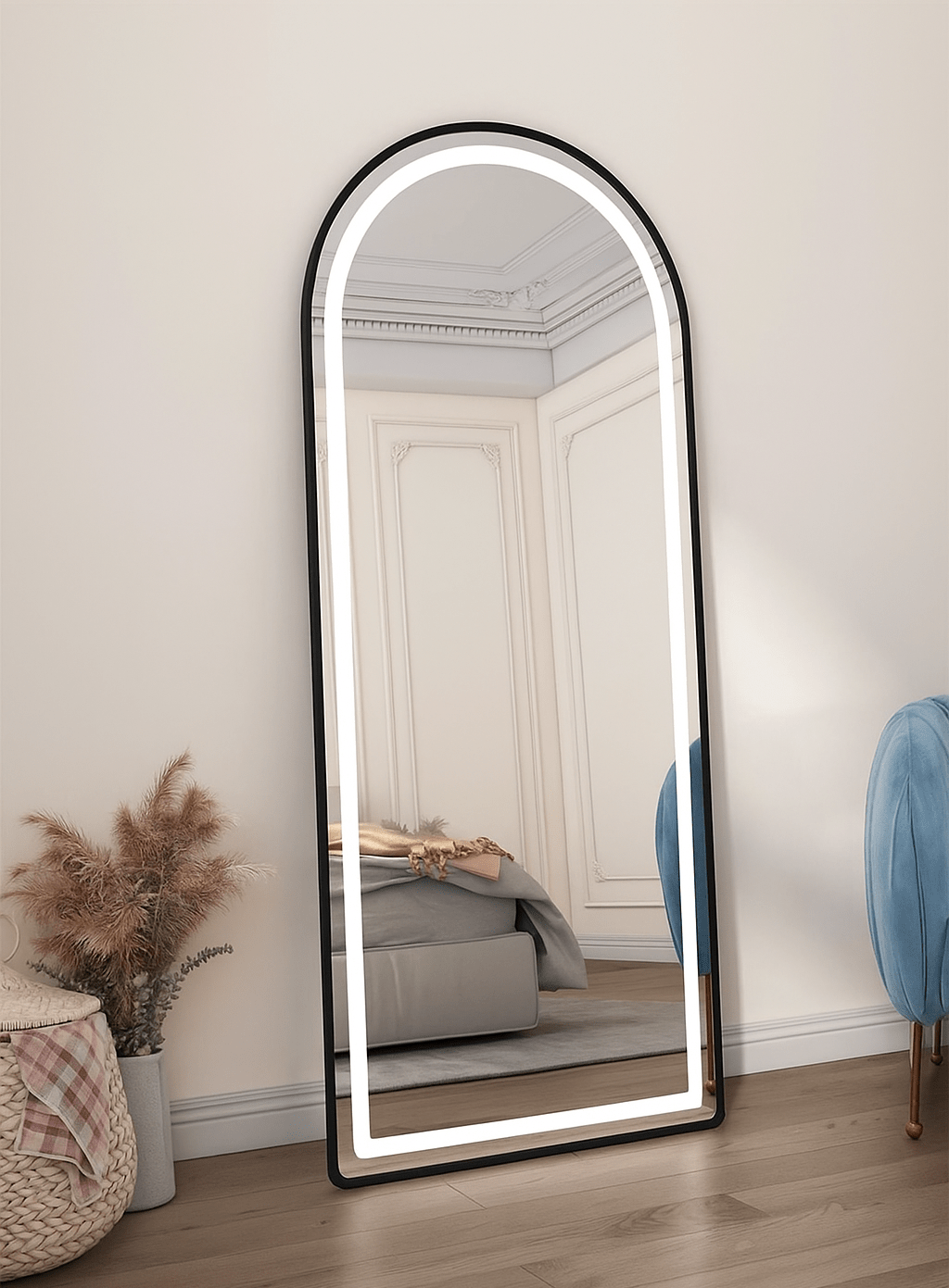 Black Framed Arched Wall Mirror (LED)