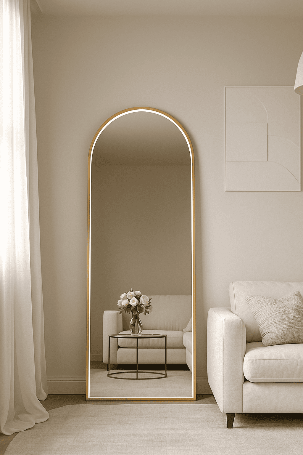 Gold Arch Mirror With Inner Frame (LED)