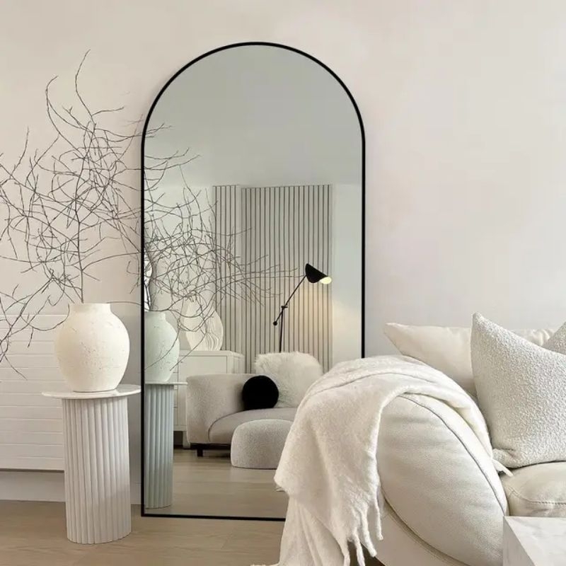 Black Framed Arched Wall Mirror