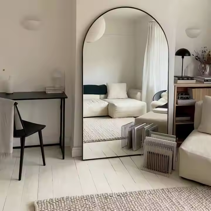 Black Framed Arched Wall Mirror