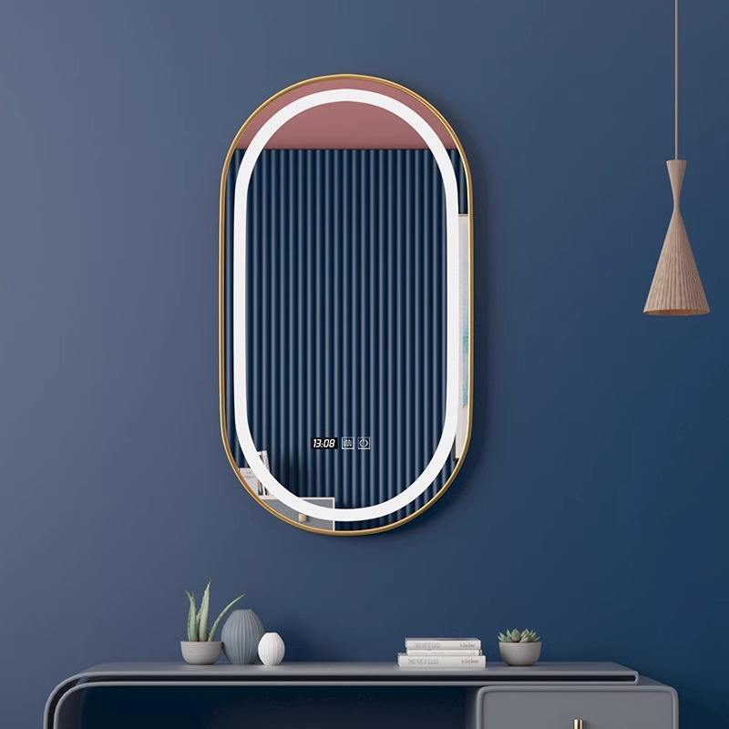 Golden Framed Oval Wall Mirror (LED)