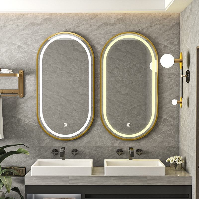 Golden Framed Oval Wall Mirror (LED)