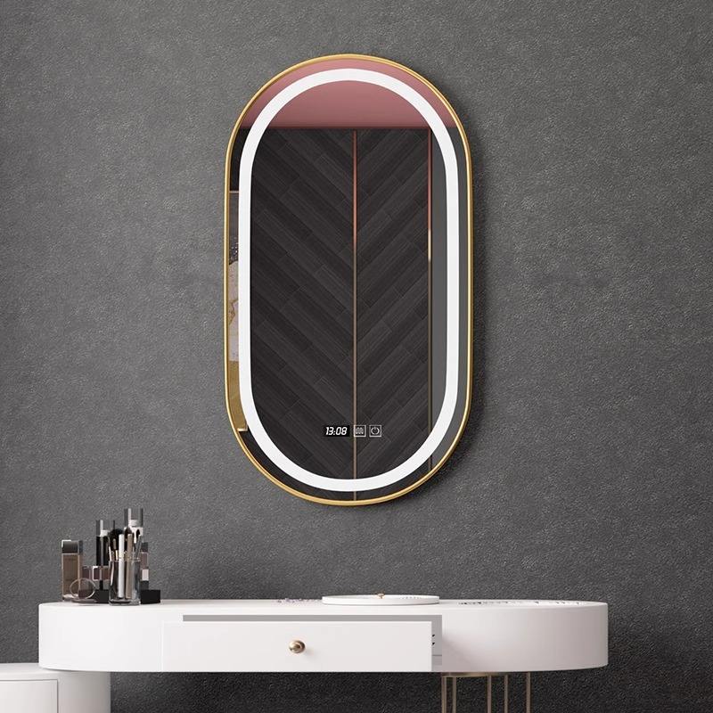 Golden Framed Oval Wall Mirror (LED)