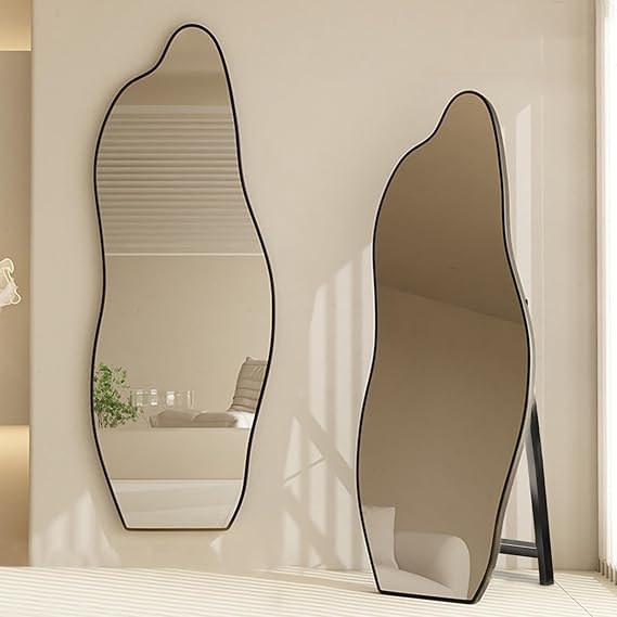 Black Framed Odessa Irregular Mirror With Stand (LED)