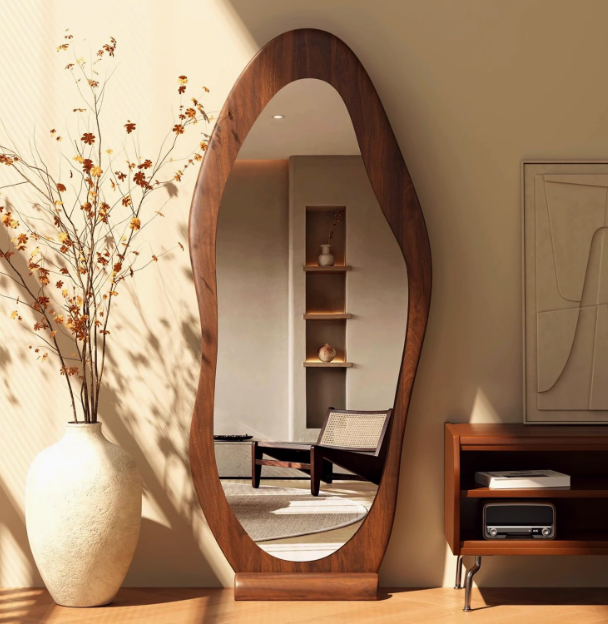 Deep Walnut Wall Mounted Mirror