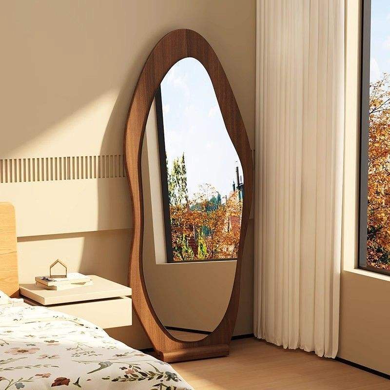 Deep Walnut Wall Mounted Mirror