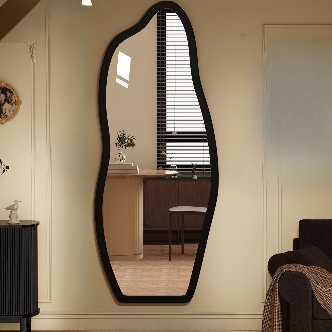 Aurora Black Irregular Mirror with PVC Frame