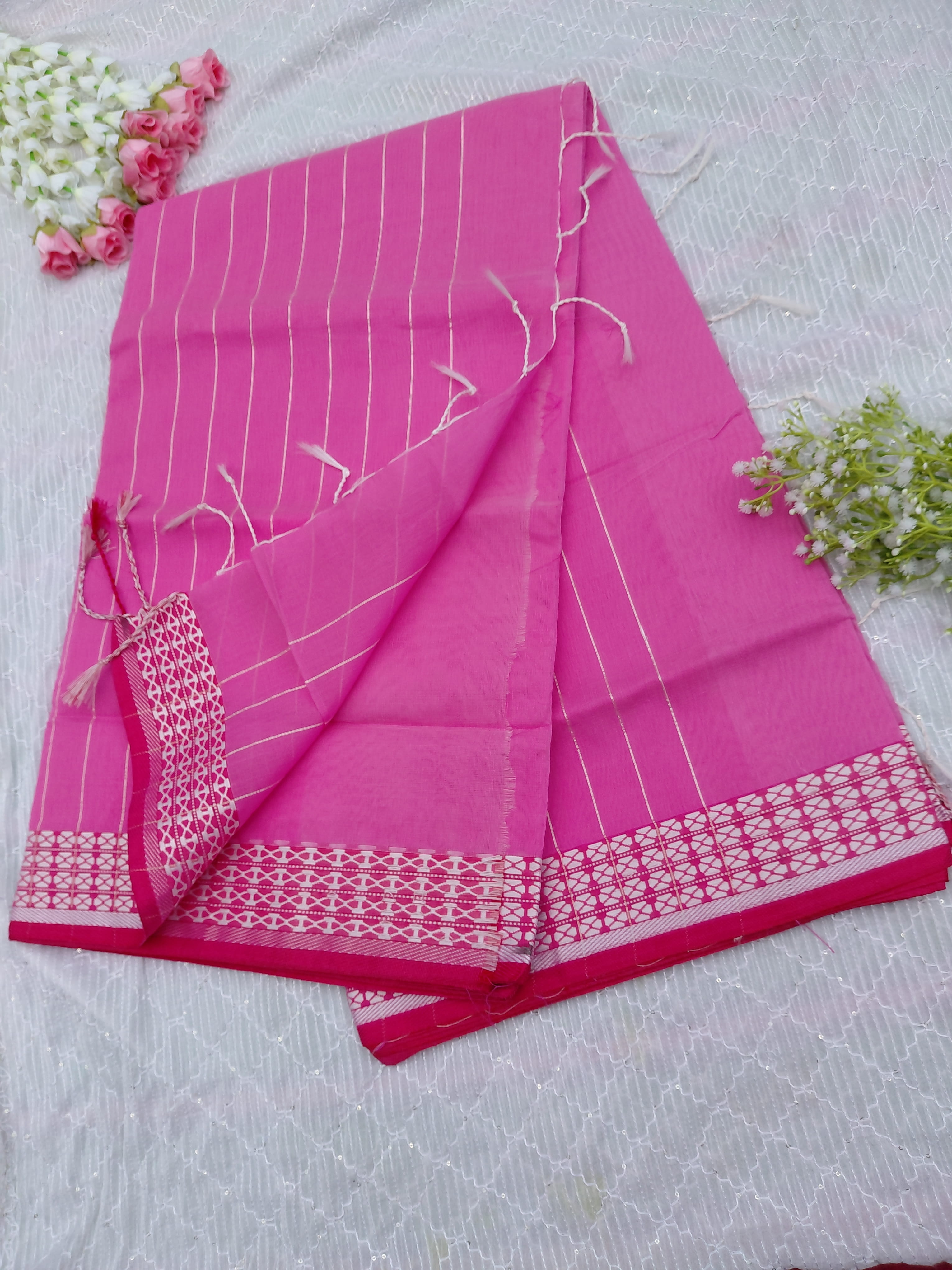 হাফ সিল্ক জামদানি শাড়ি - ক্যাজুয়াল - গোলাপী