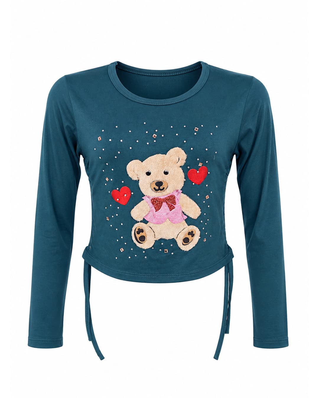 Blusa con Aplicación de Osito y Lazos Ajustables